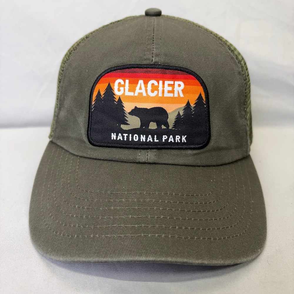 Royal Resortwear Glacier National Park Trucker Hat Mens OSFA Olive Green Bear